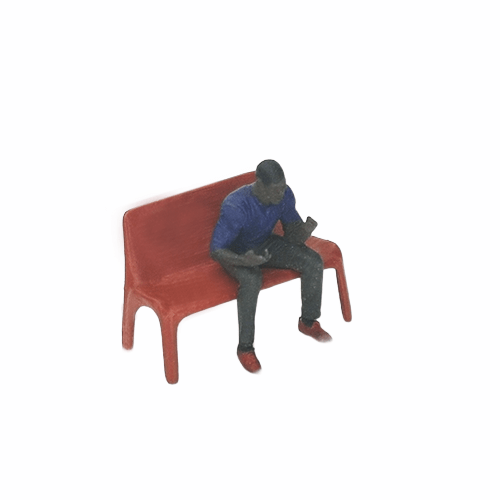 Plastic bench figure for 1-64 scale diorama