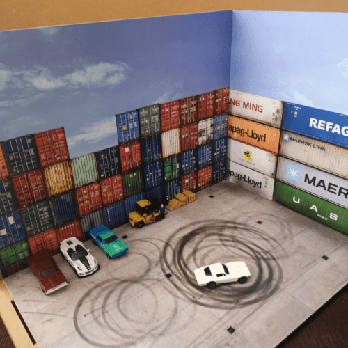 Container backdrop for diorama
