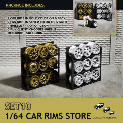 1-64 car rims store figures