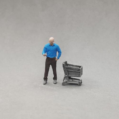 1-64 scale bald guy with phone