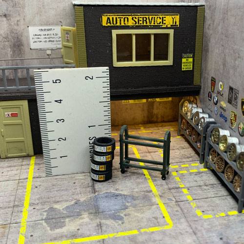 1-64-garage-diorama-rims-store-for-Hot-Wheels-Two-shelves-for-rims