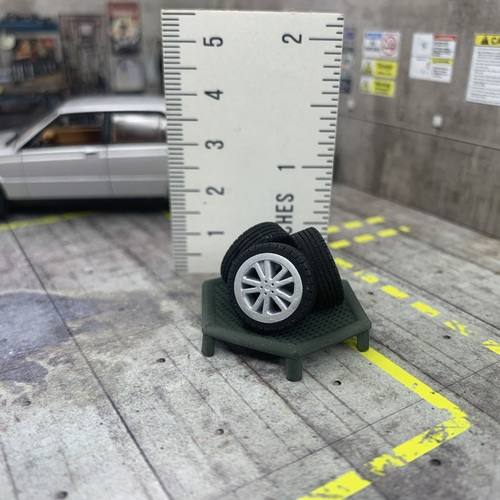 1-43 scale Garage Diorama Tire Rack size check