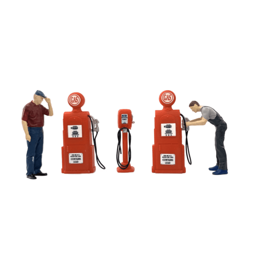 1-43 Diorama with Vintage Gas Station Set and Air Pump