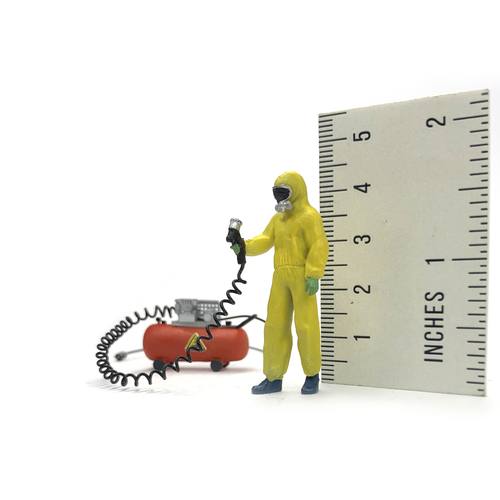 1-43 Scale Auto Painter Figure with Compressor for Dioramas car Hot Wheels