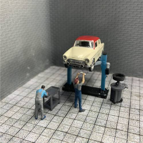 1-87 car service garage diorama 2-posts lift for your diorama