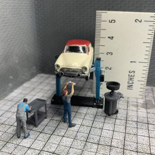 1-87 car service garage diorama 2-posts lift for your garage