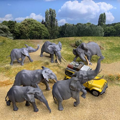 Hot Wheels size elephant diorama