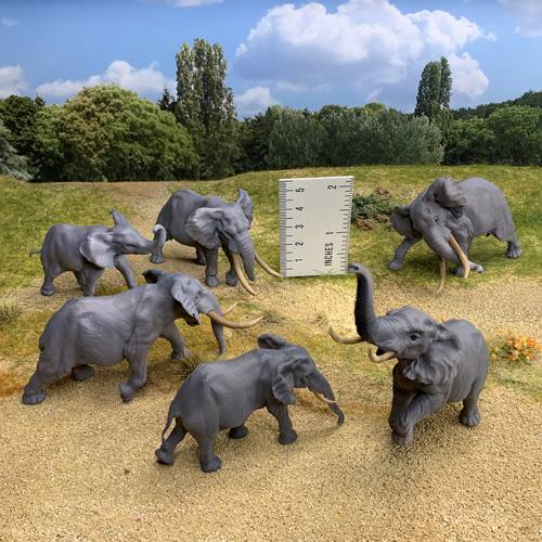 Mini zoo diorama elephant herd
