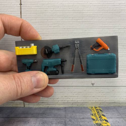 Power Tools and Tool Board for Car Service Garage Diorama (1-18 Scale)