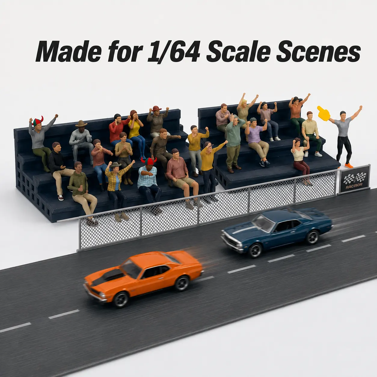1-64 scale diorama Funs Figurines UNPAINTED WHOLESALE Supporters two Bleachers for slot cars scenes 24 pcs